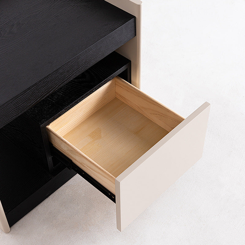 Single Drawer + Open Space Modern Bedside Table Solid Wood