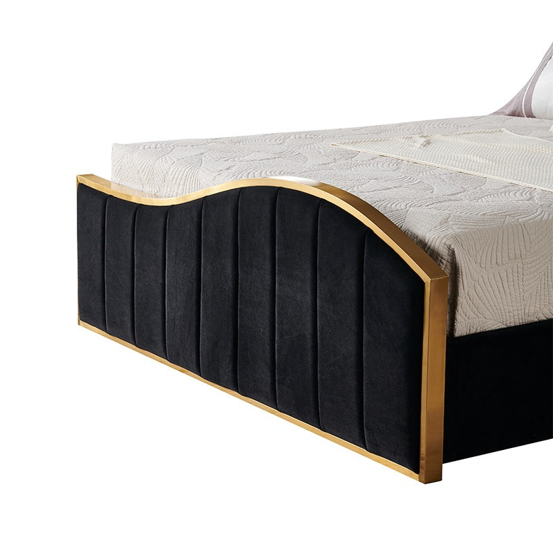 Vidi Velvet Ottoman Bed Luxury Gold Stainless Steel Trimmings - Gas Lift Storage